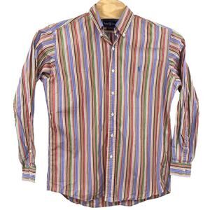 Polo Ralph Lauren Mens Large Custom Fit Color block Striped Multicolor Pony Logo
